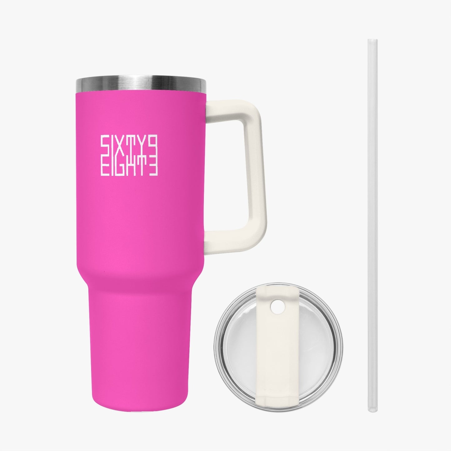 Sixty Eight 93 Logo White Fuchsia 40oz Hydrator Tumbler Cup