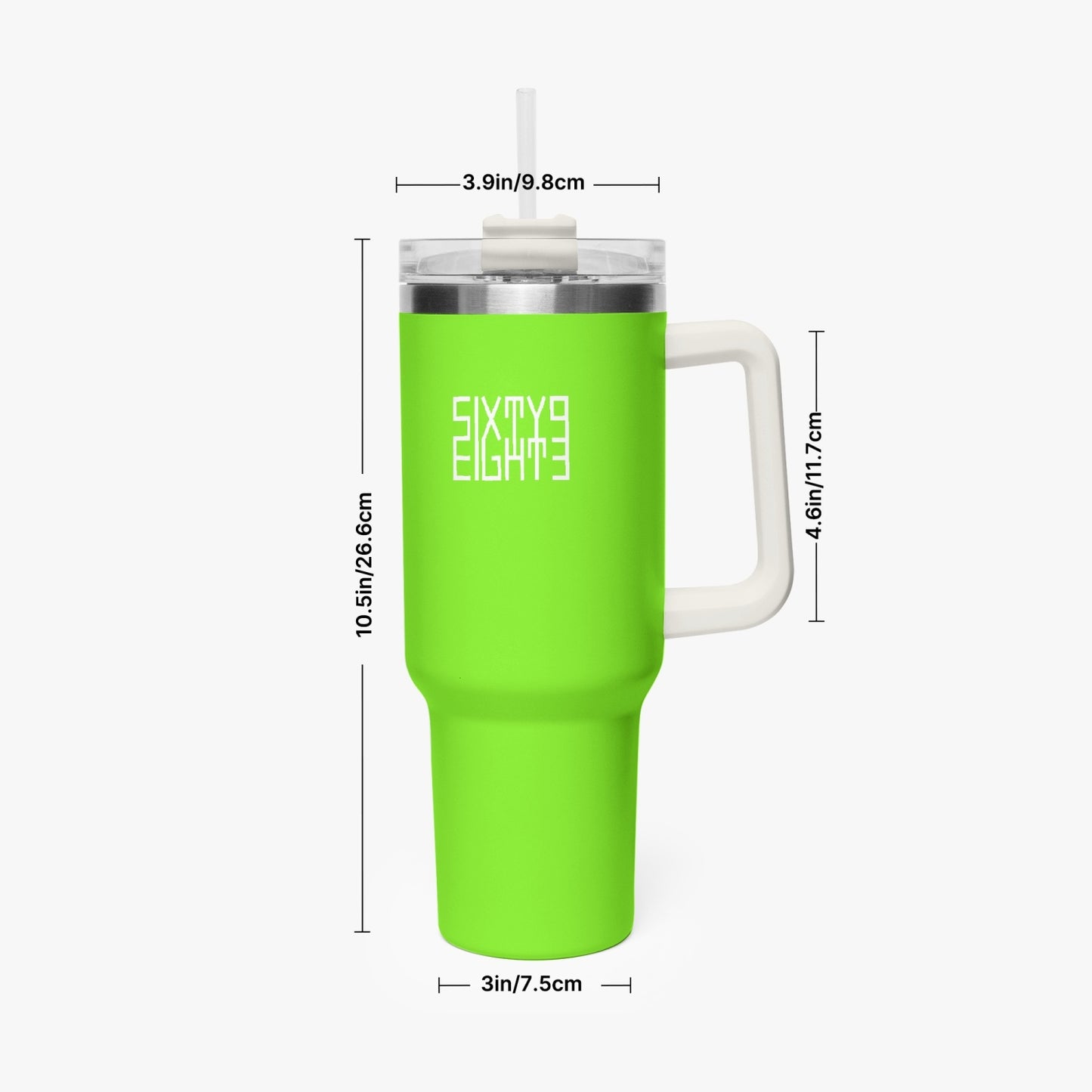 Sixty Eight 93 Logo White Lime Green 40oz Hydrator Tumbler Cup