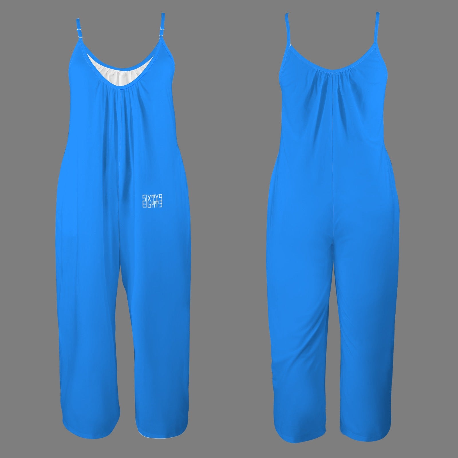 Sixty Eight 93 Azure Pleated Cami Pocket Wide Leg Jumpsuit