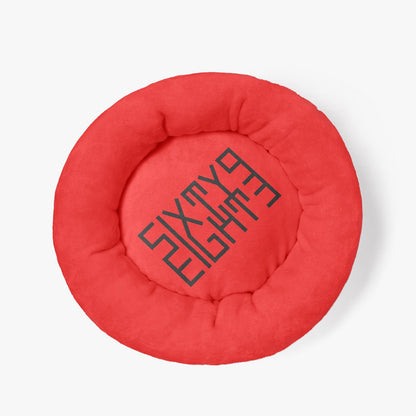 Sixty Eight 93 Logo Black Red Round Large Size Pet Bed