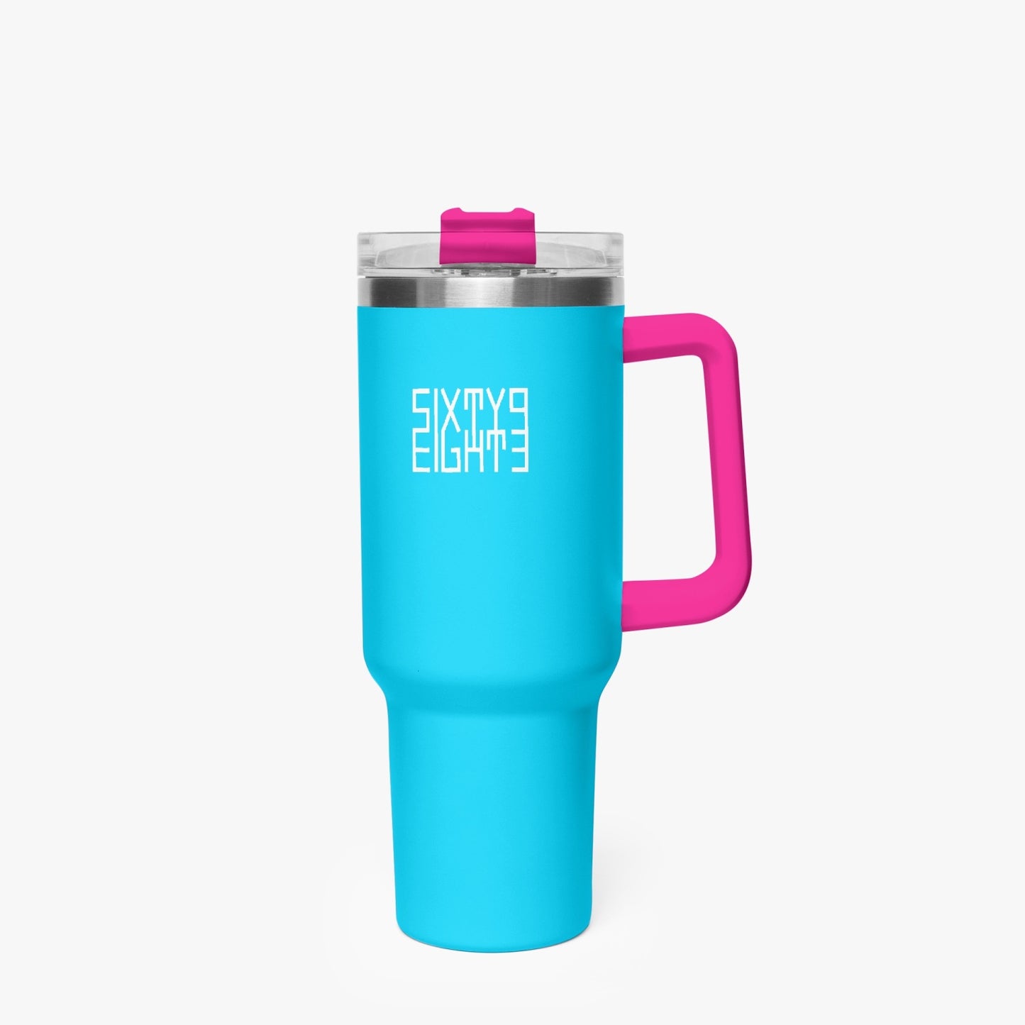 Sixty Eight 93 Logo White Aqua Blue 40oz Hydrator Tumbler Cup