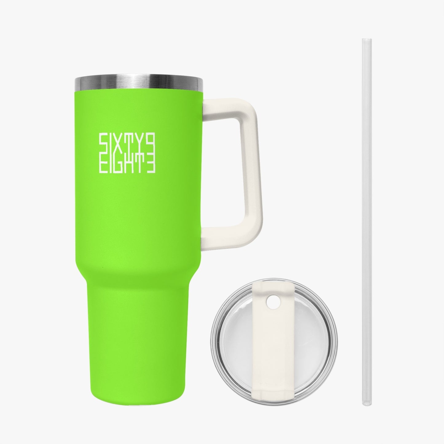 Sixty Eight 93 Logo White Lime Green 40oz Hydrator Tumbler Cup