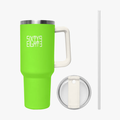 Sixty Eight 93 Logo White Lime Green 40oz Hydrator Tumbler Cup