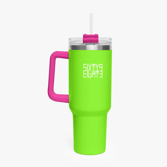 Sixty Eight 93 Logo White Lime Green 40oz Hydrator Tumbler Cup