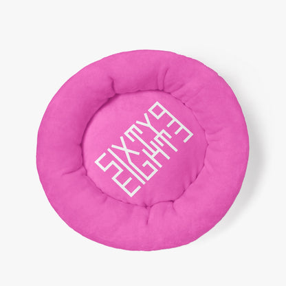 Sixty Eight 93 Logo White Fuchsia Round Large Size Pet Bed