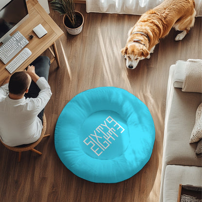 Sixty Eight 93 Logo White Aqua Blue Round Large Size Pet Bed