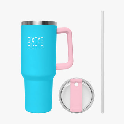 Sixty Eight 93 Logo White Aqua Blue 40oz Hydrator Tumbler Cup