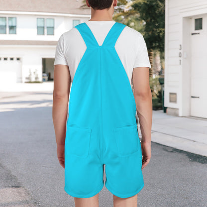 Sixty Eight 93 Logo White Aqua Blue Overalls