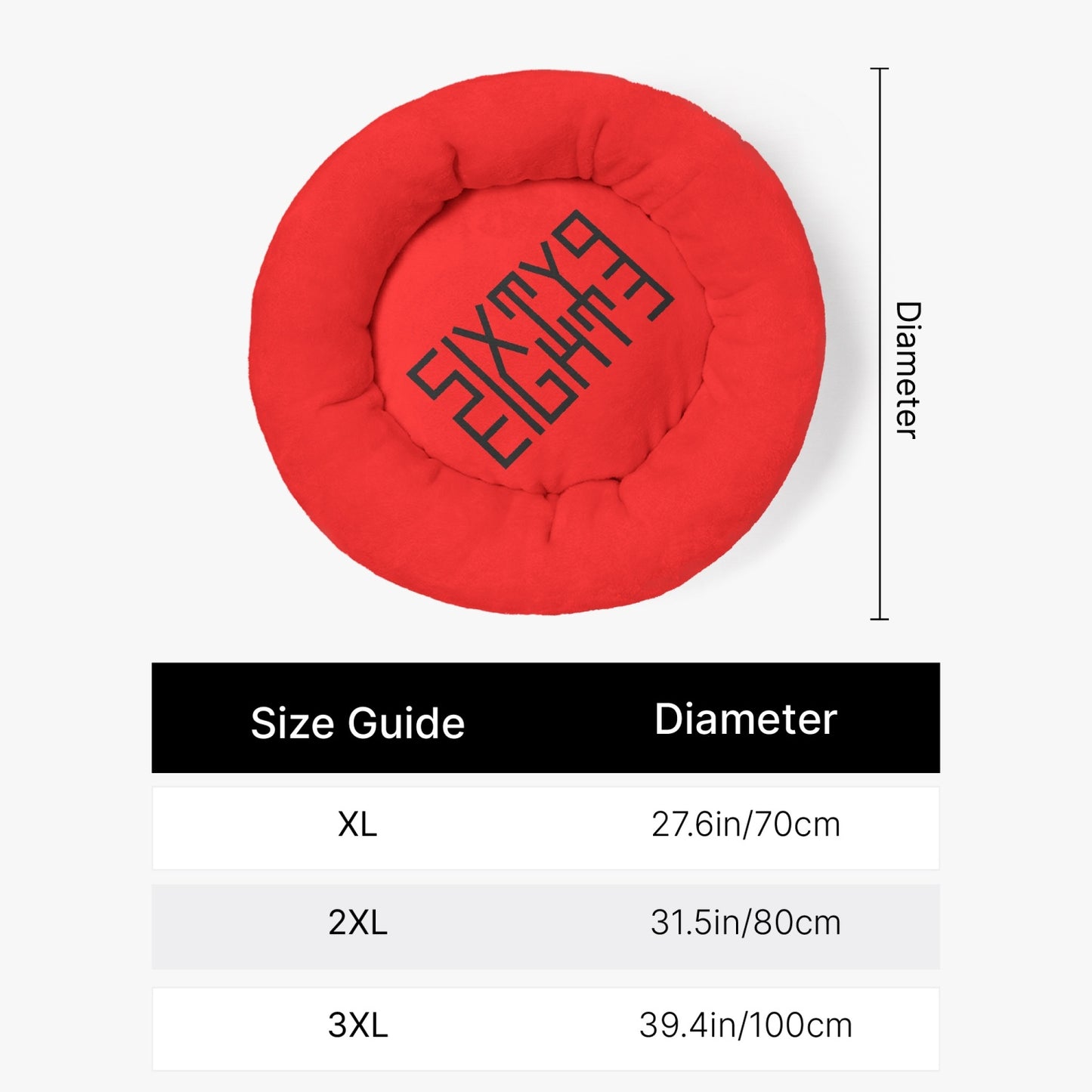 Sixty Eight 93 Logo Black Red Round Large Size Pet Bed