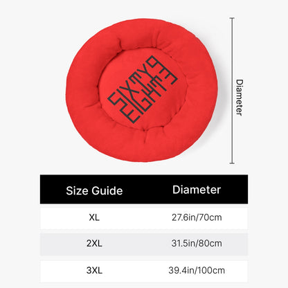 Sixty Eight 93 Logo Black Red Round Large Size Pet Bed