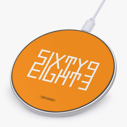 Sixty Eight 93 Logo White Orange 10W Wireless Charger