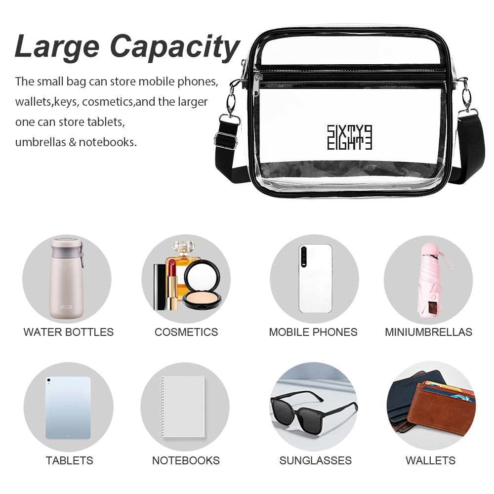 Sixty Eight 93 Logo Black Transparent Satchel