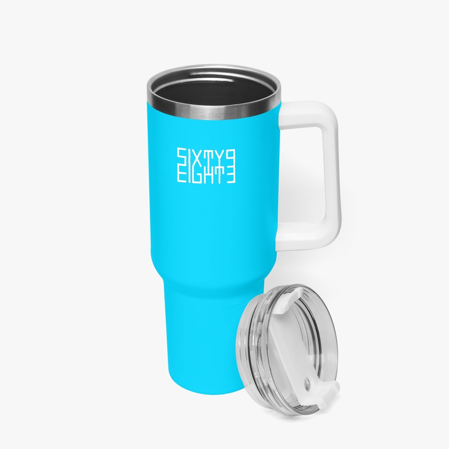 Sixty Eight 93 Logo White Aqua Blue 40oz Hydrator Tumbler Cup