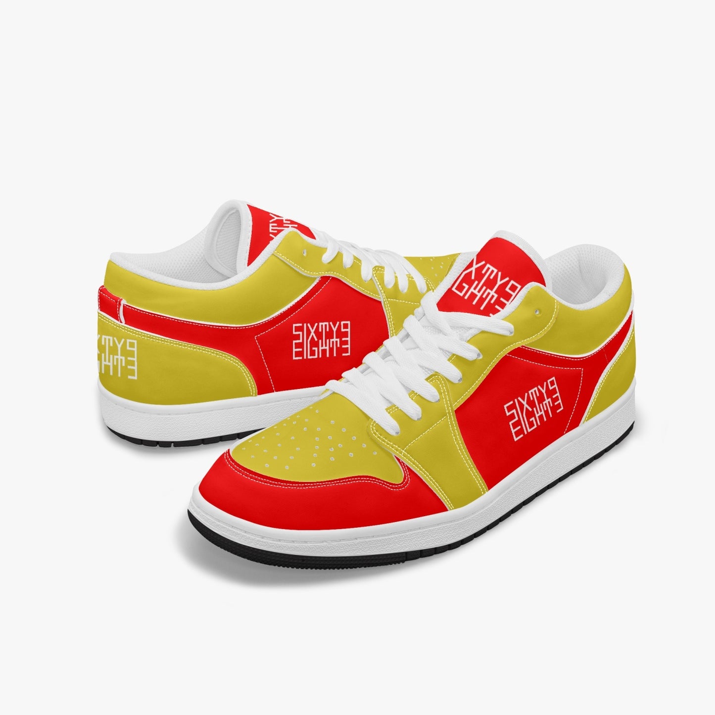 Sixty Eight 93 Logo White Red & Gold SENTLT1 Shoes
