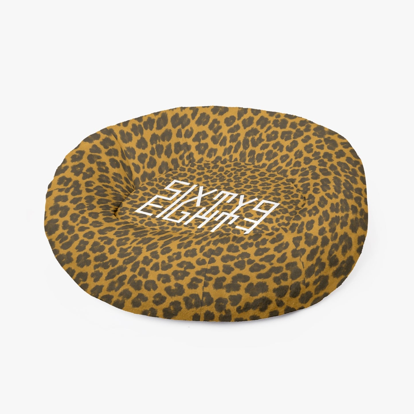 Sixty Eight 93 Logo White Cheetah Orange Round Large Size Pet Bed