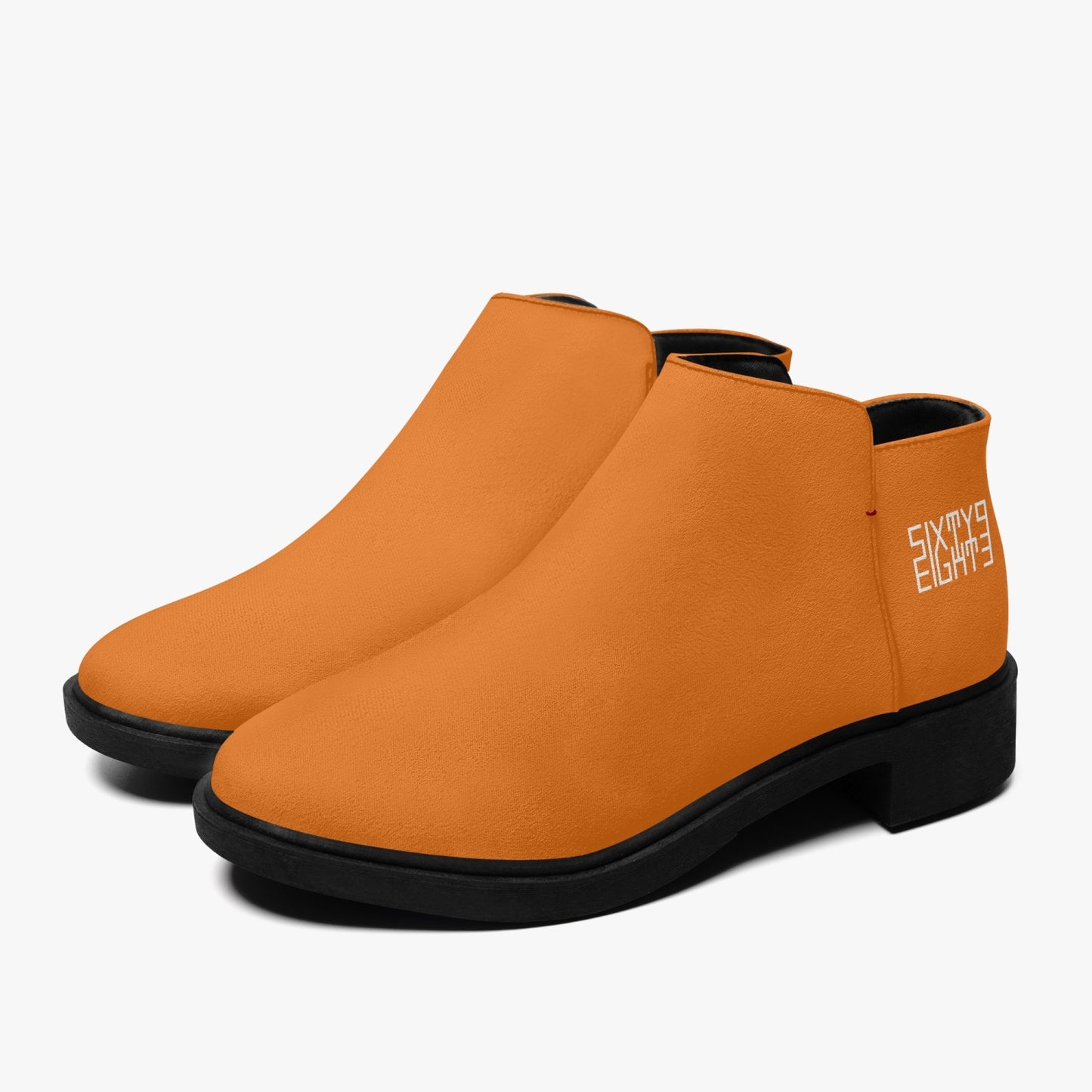 Sixty Eight 93 Logo White Orange Suede Zipper Boots