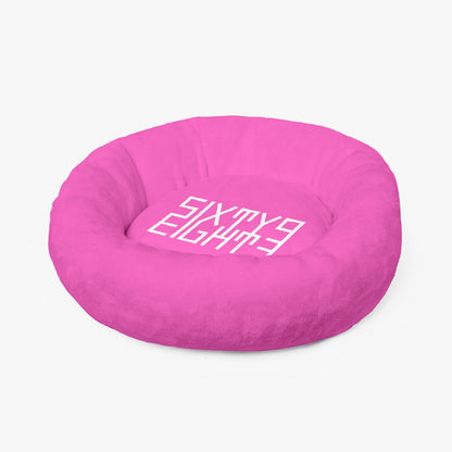 Sixty Eight 93 Logo White Fuchsia Round Large Size Pet Bed