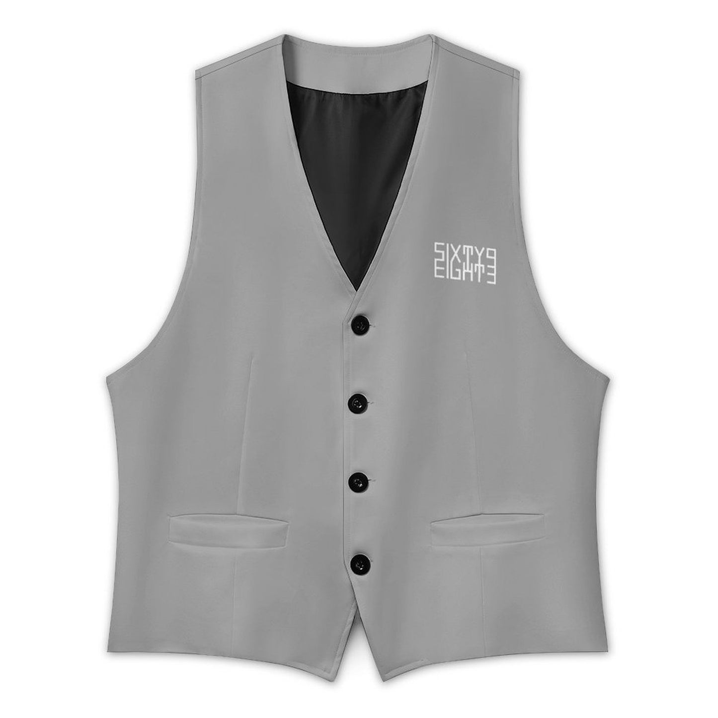 Sixty Eight 93 Logo White Grey Men's Sleeveless Suit Vest