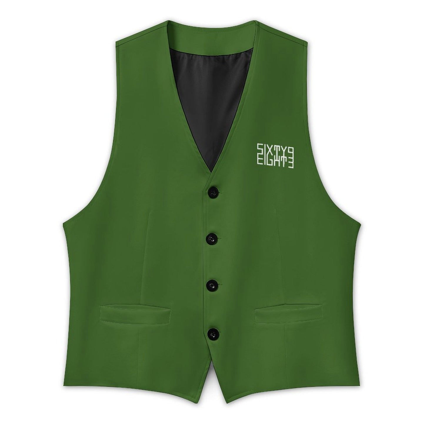 Sixty Eight 93 Logo White Mughal Green Men's Sleeveless Suit Vest