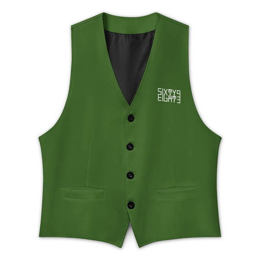 Sixty Eight 93 Logo White Mughal Green Men's Sleeveless Suit Vest