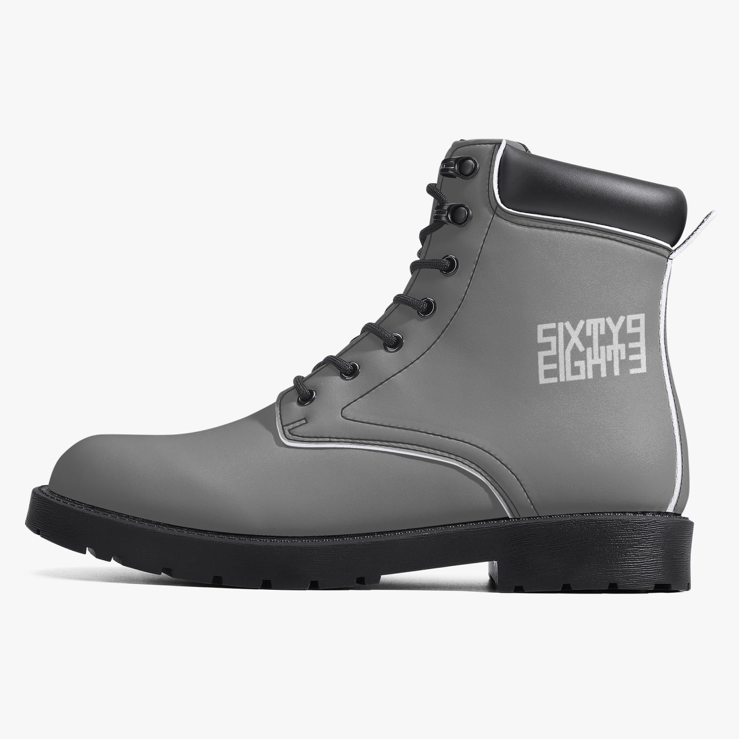 Sixty Eight 93 Logo White Grey Leather Boots