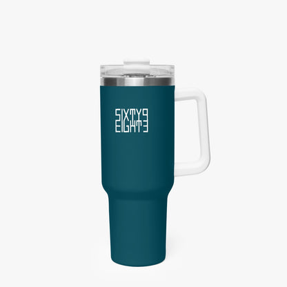 Sixty Eight 93 Logo White Dark Teal 40oz Hydrator Tumbler Cup