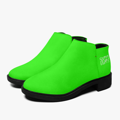 Sixty Eight 93 Logo White Lime Green Suede Boots