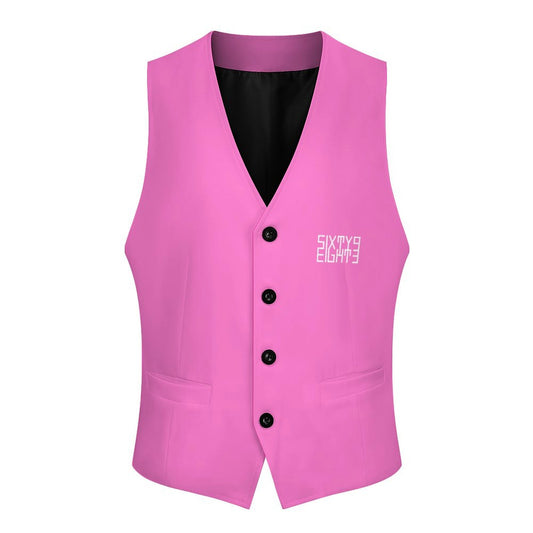 Sixty Eight 93 Logo White Pink Men's Sleeveless Suit Vest