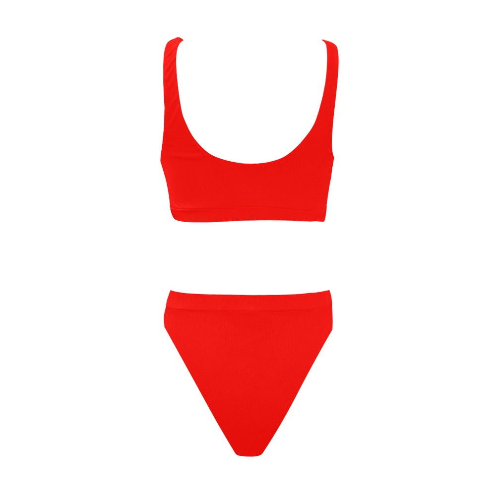 Sixty Eight 93 Logo White Sport Top & High-Waisted Bikini Swimsuit
