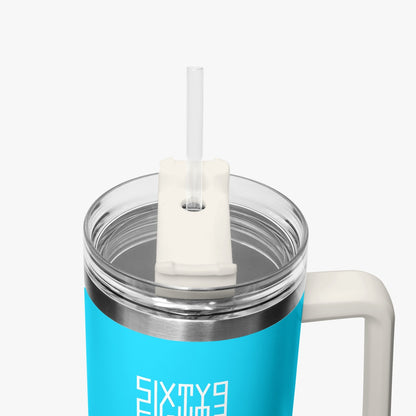 Sixty Eight 93 Logo White Aqua Blue 40oz Hydrator Tumbler Cup