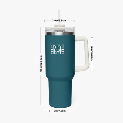 Sixty Eight 93 Logo White Dark Teal 40oz Hydrator Tumbler Cup