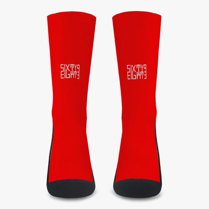 Sixty Eight 93 Logo White Red Reinforced Sports Socks