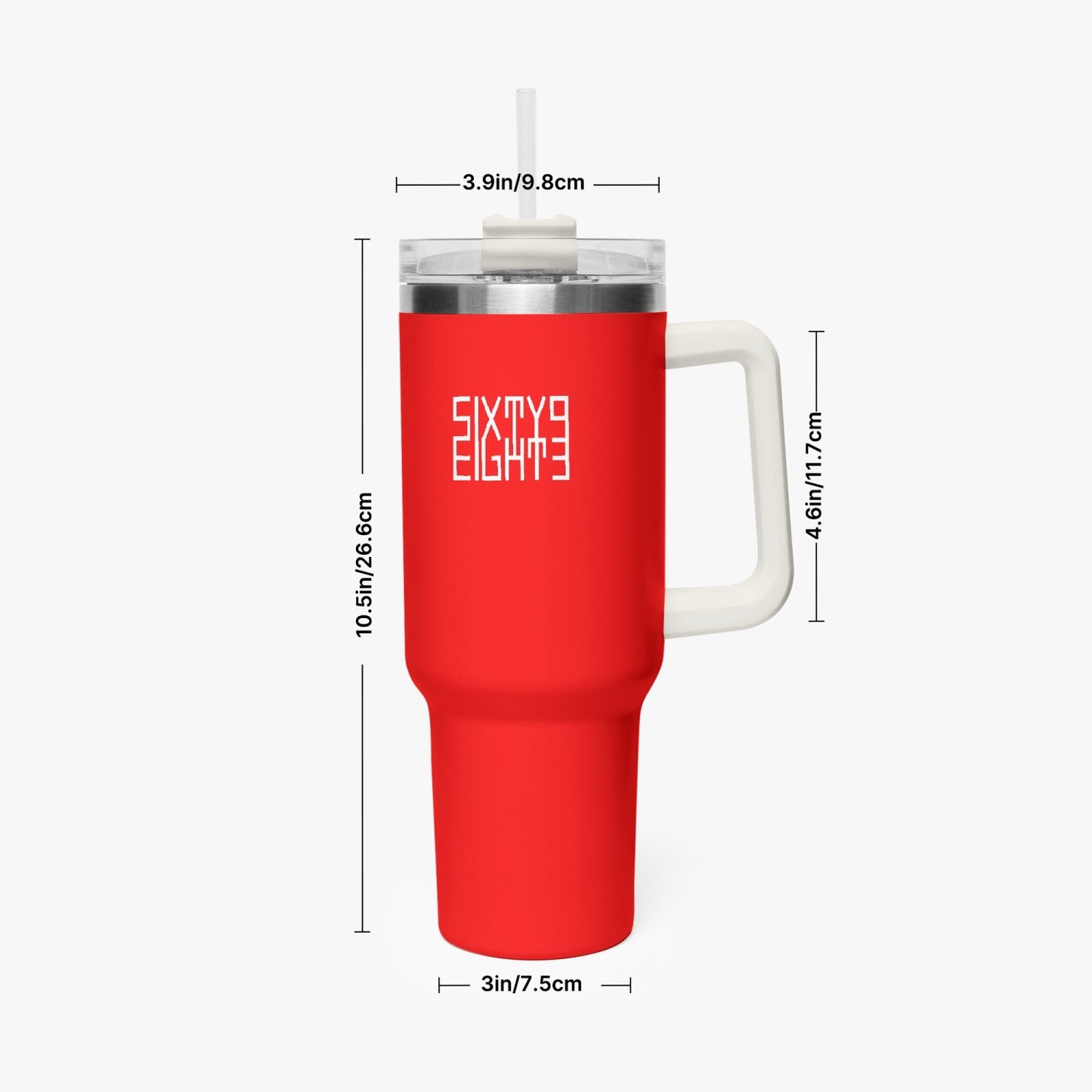 Sixty Eight 93 Logo White Red 40oz Hydrator Tumbler Cup