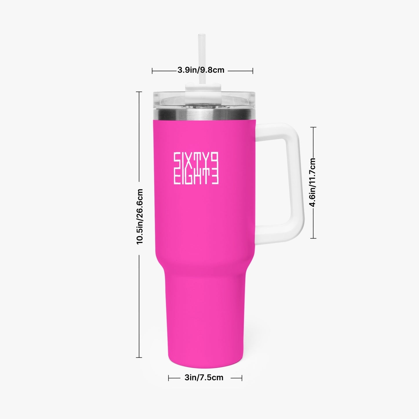 Sixty Eight 93 Logo White Fuchsia 40oz Hydrator Tumbler Cup