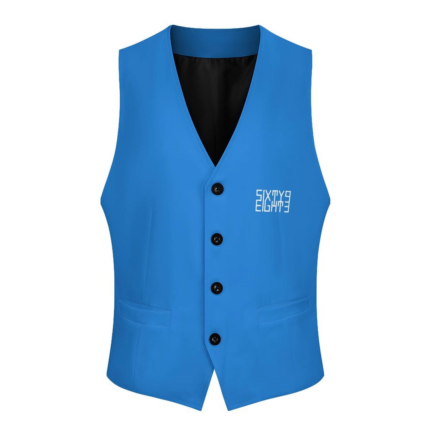 Sixty Eight 93 Logo White Bright Navy Blue Men's Sleeveless Suit Vest