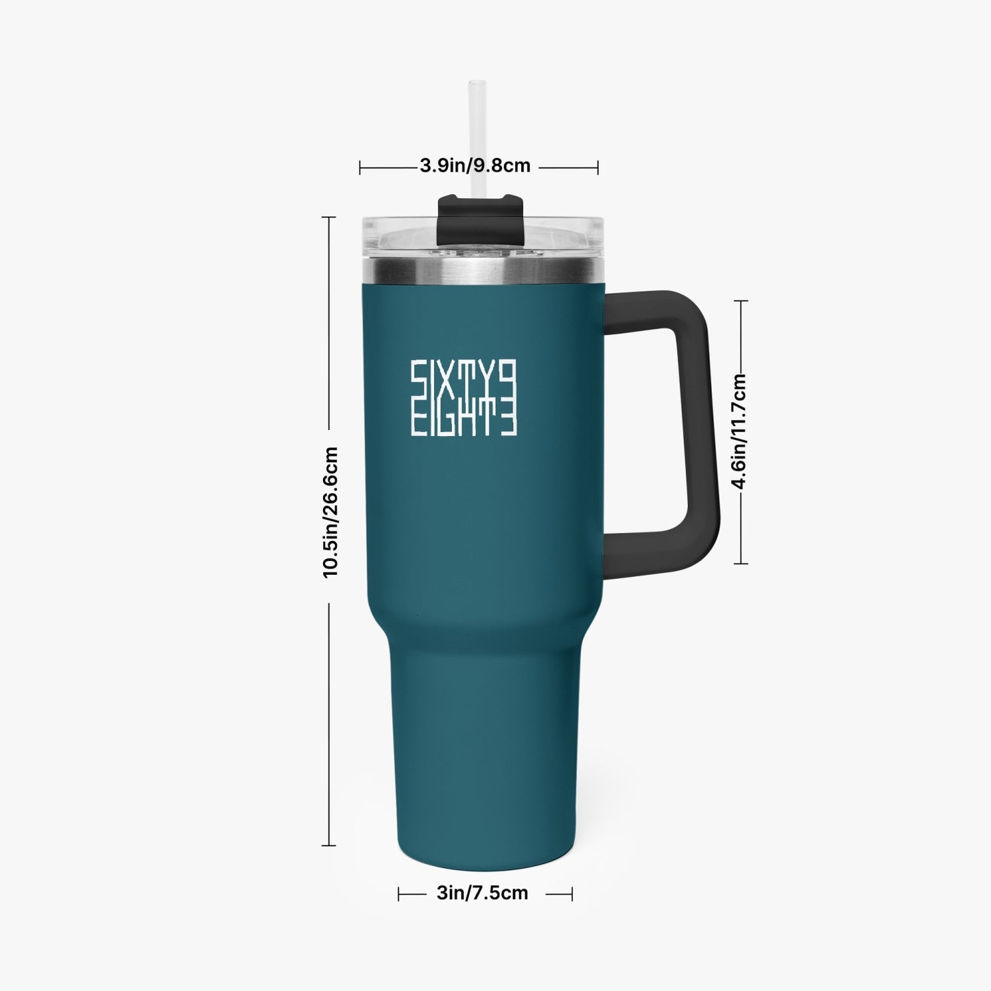 Sixty Eight 93 Logo White Dark Teal 40oz Hydrator Tumbler Cup