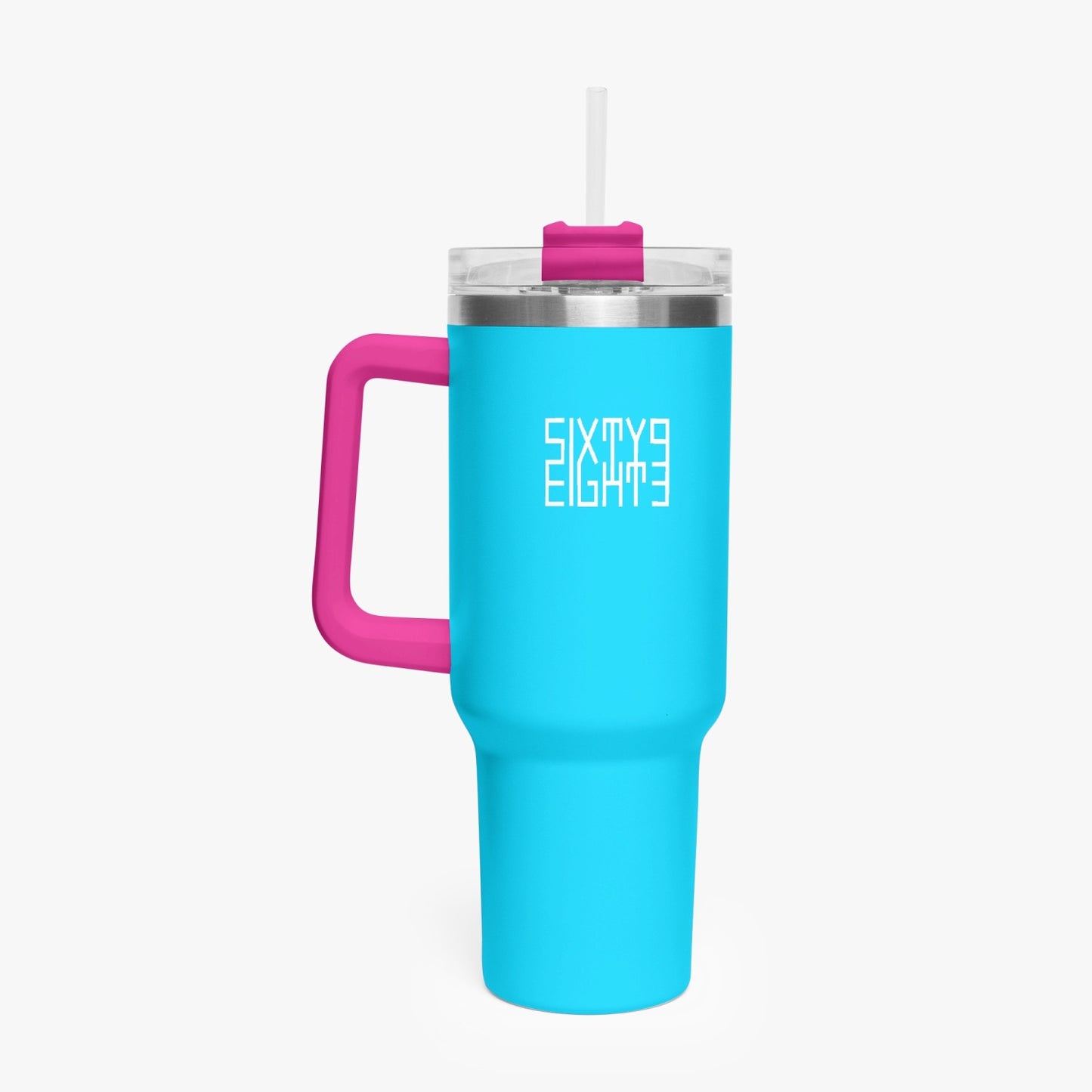 Sixty Eight 93 Logo White Aqua Blue 40oz Hydrator Tumbler Cup