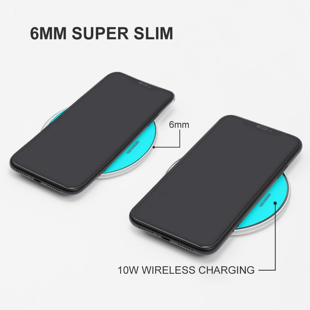 Sixty Eight 93 Logo White Aqua Blue 10W Wireless Charger