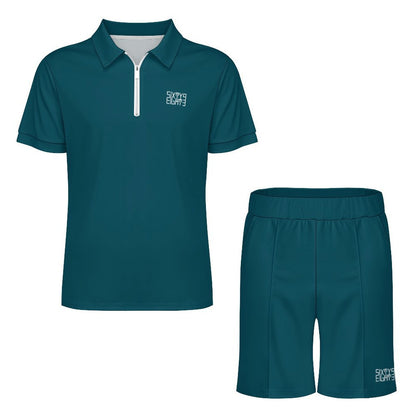 Sixty Eight 93 Men's Dark Teal Zip-Up Polo Set