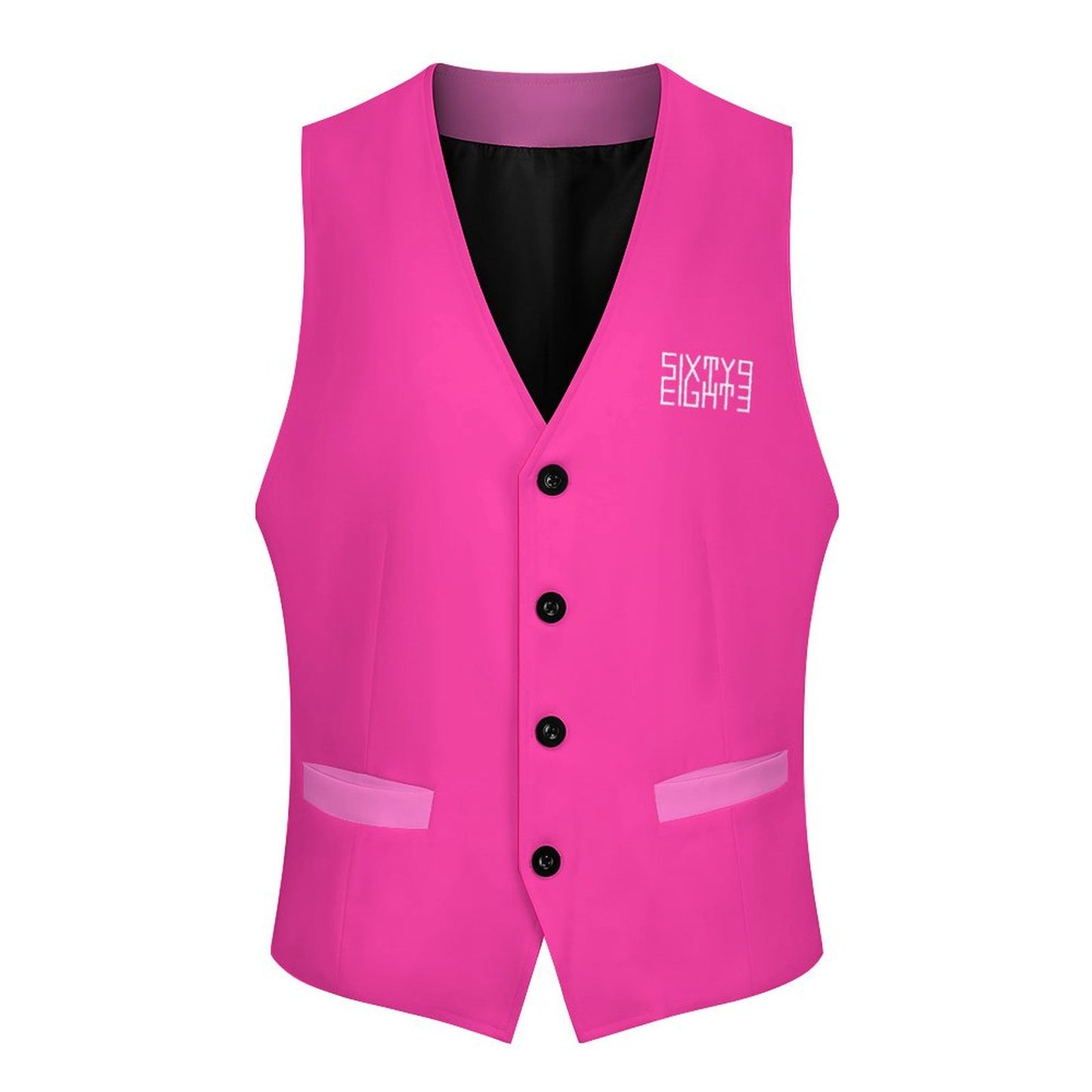 Sixty Eight 93 Logo White Pink Men's Sleeveless Suit Vest