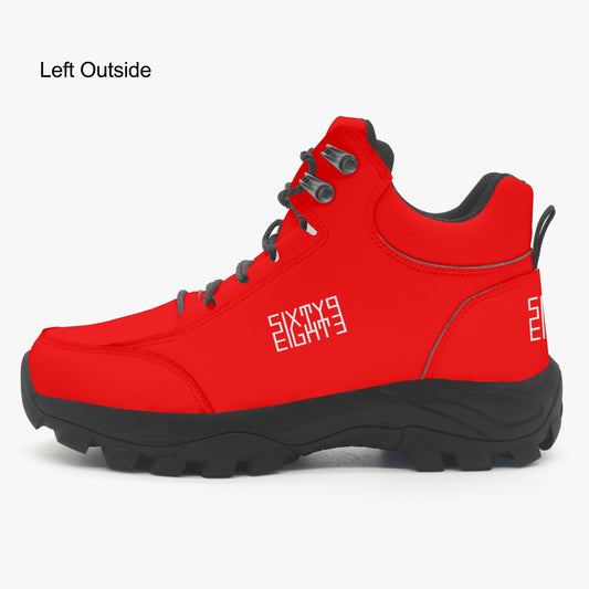 Sixty Eight 93 Logo White Red High Top Boots