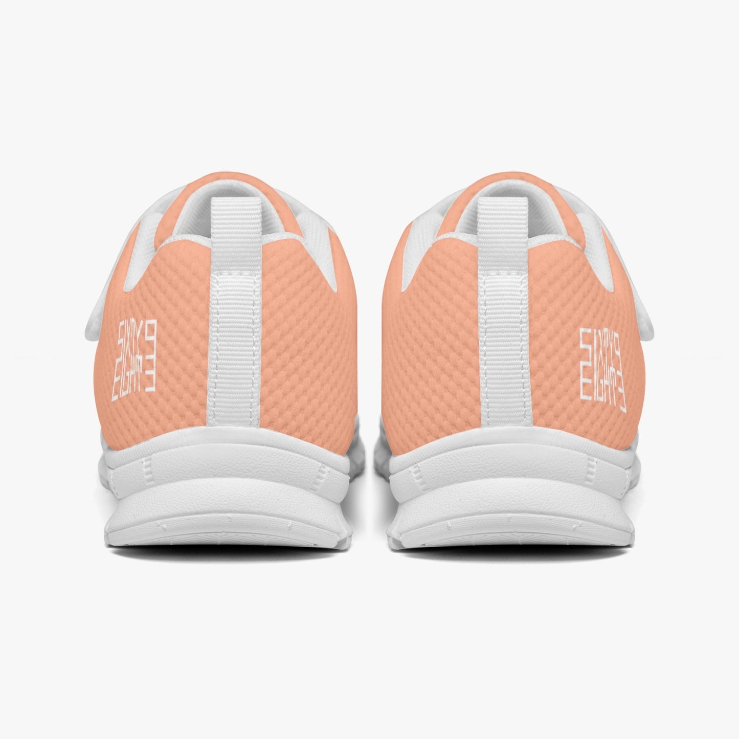 Sixty Eight 93 Logo White Peach Kids Lightweight Velcro Shoe