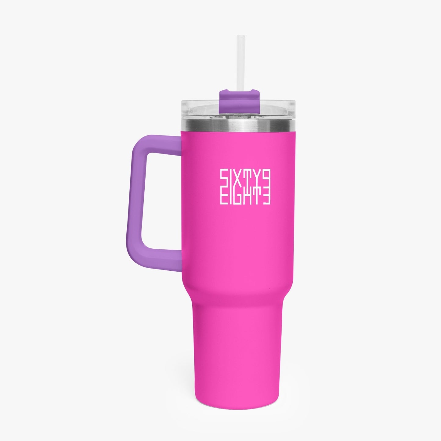 Sixty Eight 93 Logo White Fuchsia 40oz Hydrator Tumbler Cup