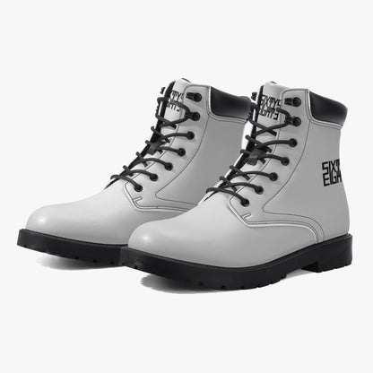 Sixty Eight 93 Logo Black White Leather Boots
