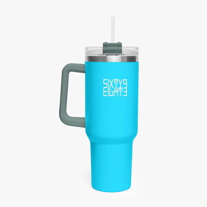 Sixty Eight 93 Logo White Aqua Blue 40oz Hydrator Tumbler Cup