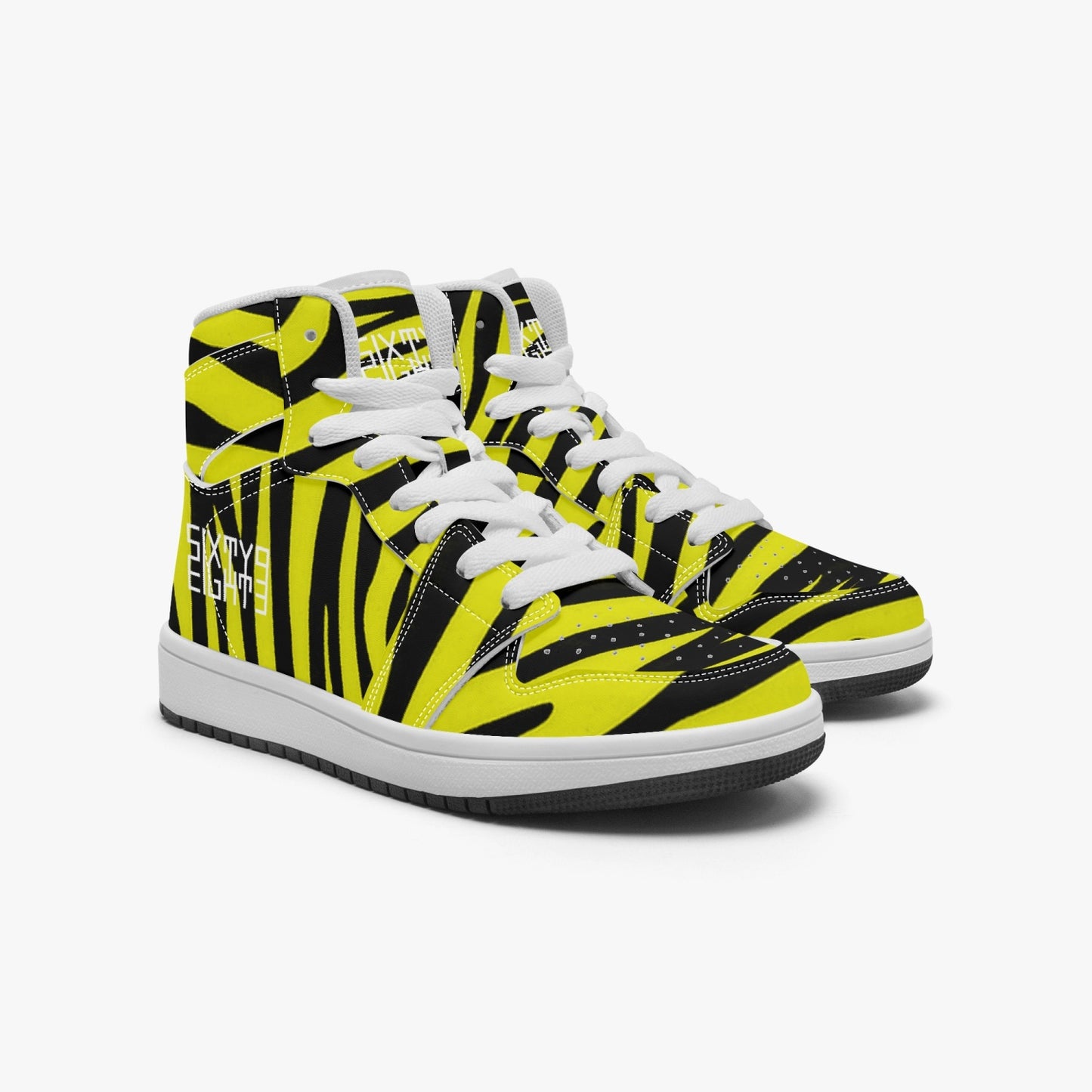 Sixty Eight 93 Logo White Zebra Black Lemonade Kids High-Top Shoes