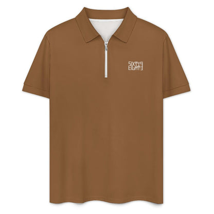 Sixty Eight 93 Men's Chocolate Brown Zip-Up Polo Set