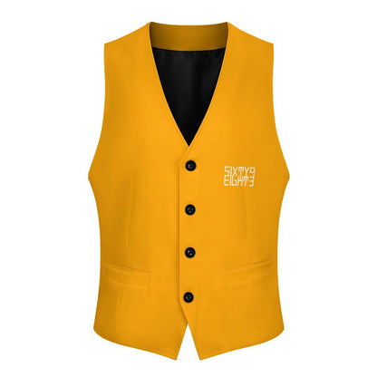 Sixty Eight 93 Logo White Orange Men's Sleeveless Suit Vest