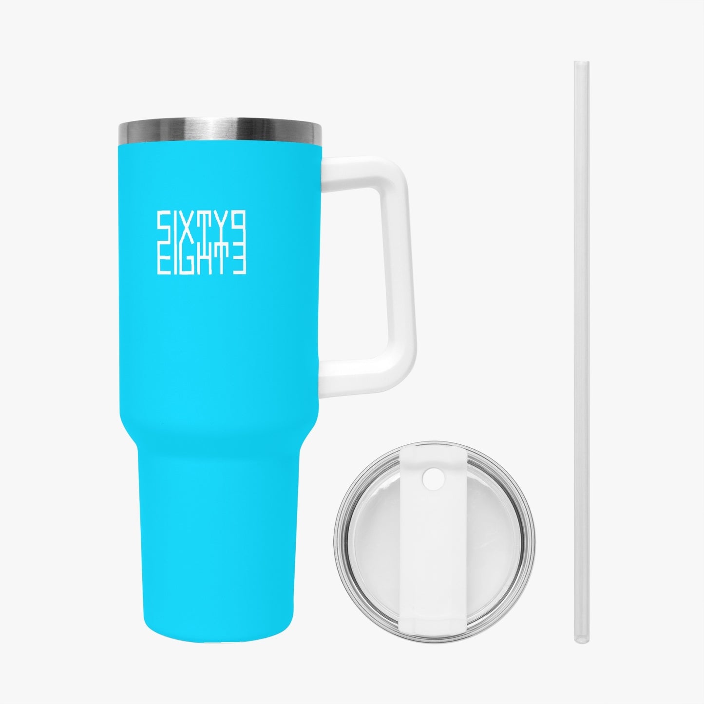 Sixty Eight 93 Logo White Aqua Blue 40oz Hydrator Tumbler Cup