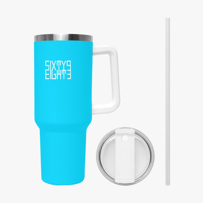 Sixty Eight 93 Logo White Aqua Blue 40oz Hydrator Tumbler Cup